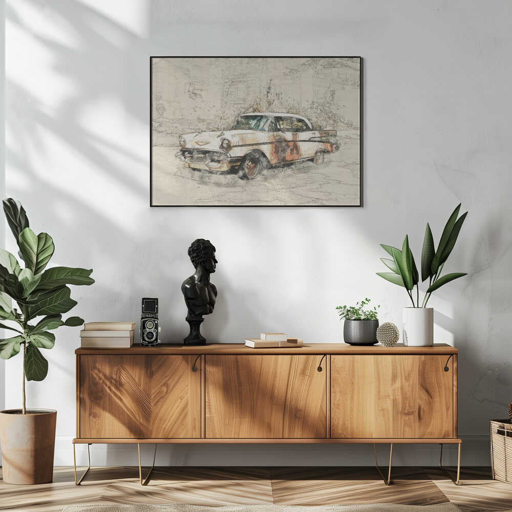 Weathered Classic Car Art Print UK — Vintage Vibrant Wall Art — Living Room — Wall It All Prints