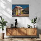 Vintage Gas Station Car Art Print UK — Landscape Vibrant Wall Art — Living Room — Wall It All Prints