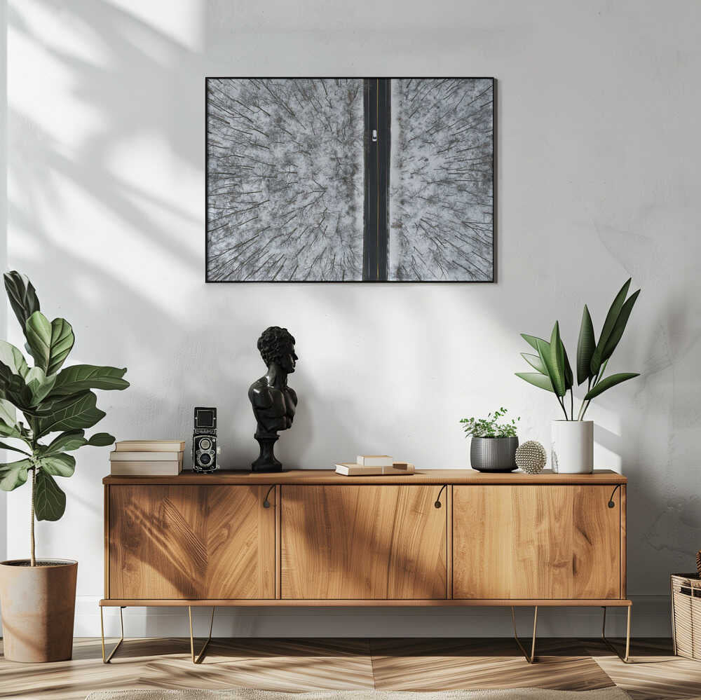 Snowy Forest Road Art Print UK — Japanese Calm Wall Art — Living Room — Wall It All Prints