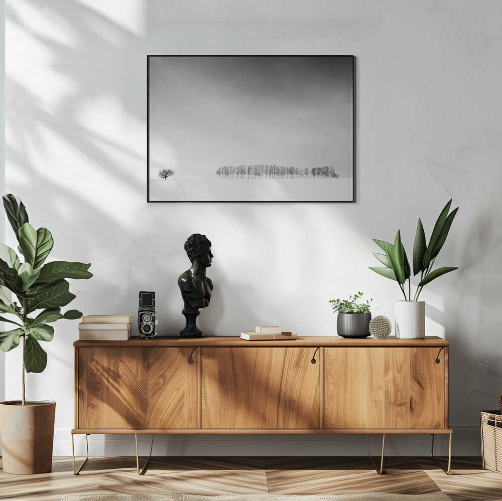 Winter Field Solitude Art Print UK — Japanese Calm Wall Art — Bedroom — Wall It All Prints