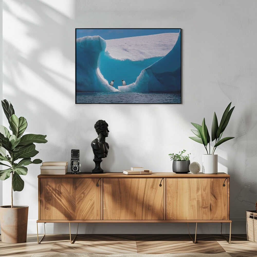 Penguins Beneath Blue Ice Art Print UK — Landscape Calm Wall Art — Living Room — Wall It All Prints