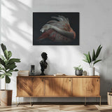 Elegant Pink Flamingo Art Print UK — Dark Moody Dark Wall Art — Living Room — Wall It All Prints