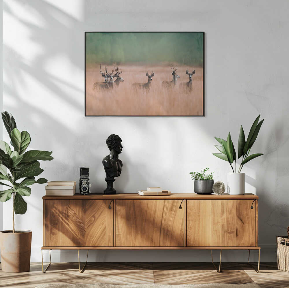 Deer In Tall Grass Art Print UK — Landscape Calm Wall Art — Bedroom — Wall It All Prints