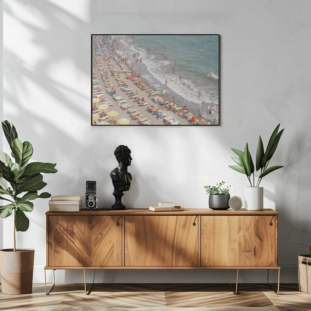 Crowded Summer Beach Art Print UK — Landscape Vibrant Wall Art — Living Room — Wall It All Prints