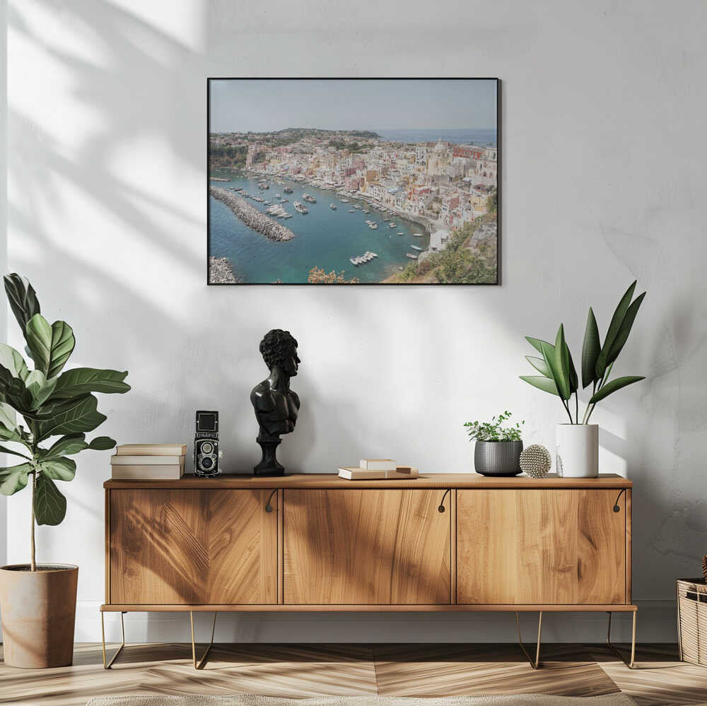 Colorful Procida Harbor Art Print UK — Celestial Vibrant Wall Art — Living Room — Wall It All Prints