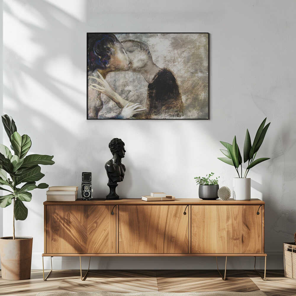 Passionate Embrace Art Print UK — Dark Moody Dark Wall Art — Living Room — Wall It All Prints