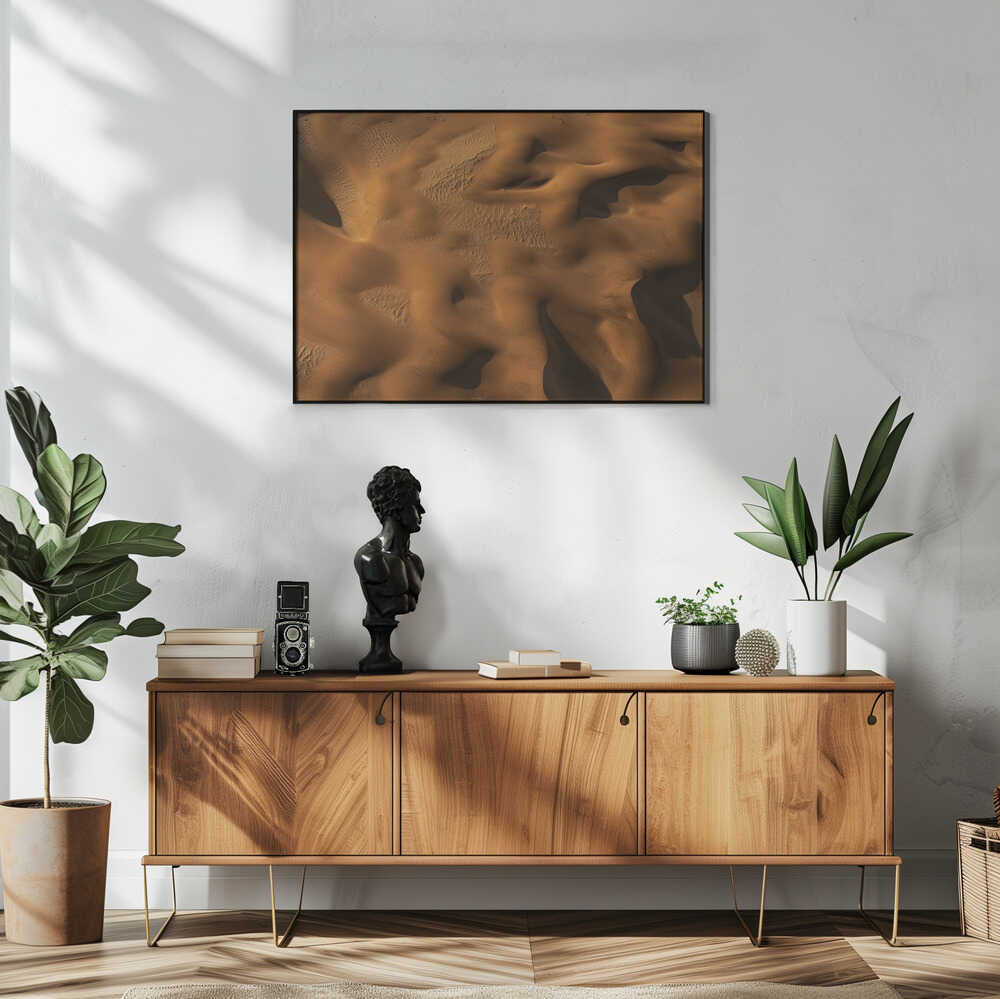Golden Desert Dunes Art Print UK — Abstract Dark Wall Art — Living Room — Wall It All Prints