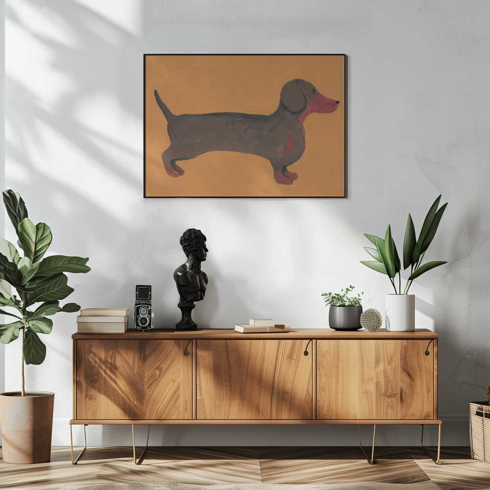 Sweet Dachshund Dog Art Print UK — Abstract Minimal Wall Art — Office — Wall It All Prints