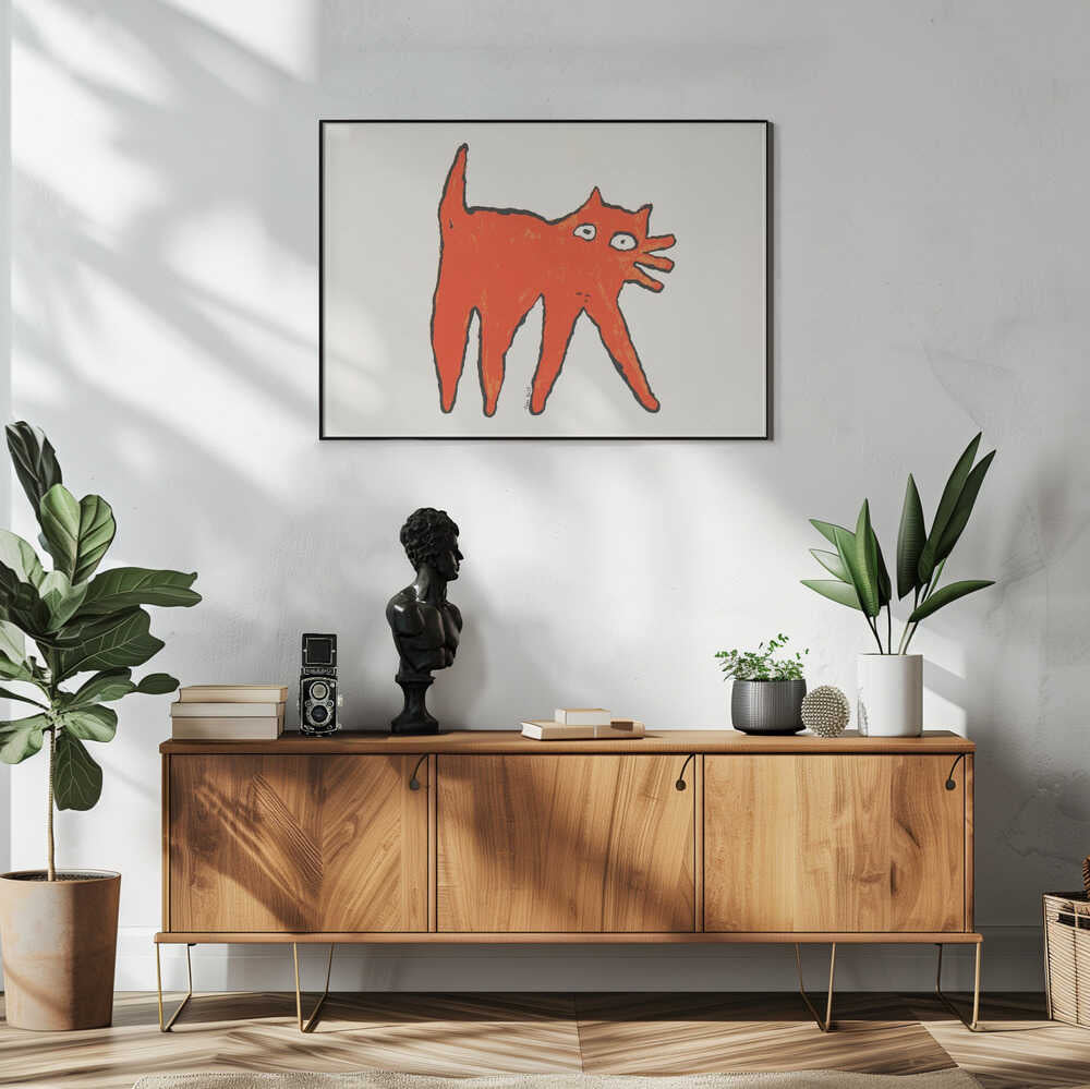 Orange Cat Art Print UK — Abstract Vibrant Wall Art — Living Room — Wall It All Prints