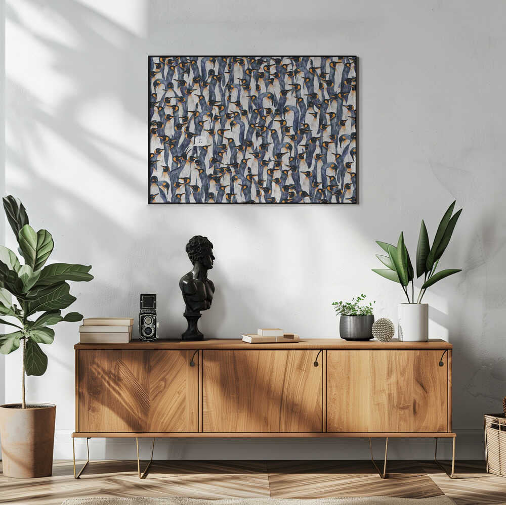 Singing King Penguins Art Print UK — Animal Dark Wall Art — Living Room — Wall It All Prints