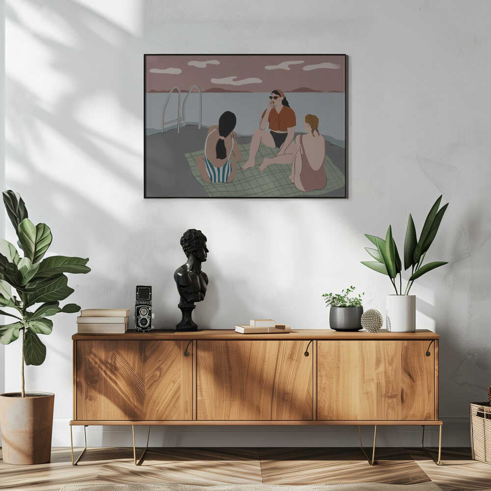 Summer Lake Friends Art Print UK — Landscape Calm Wall Art — Bedroom — Wall It All Prints