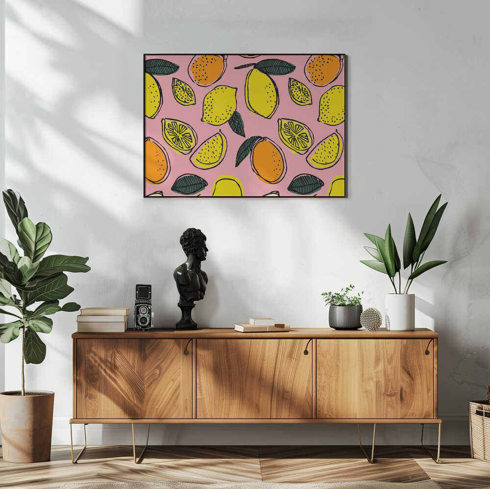 Zesty Fruit Pattern Art Print UK — Food Vibrant Wall Art — Kitchen — Wall It All Prints