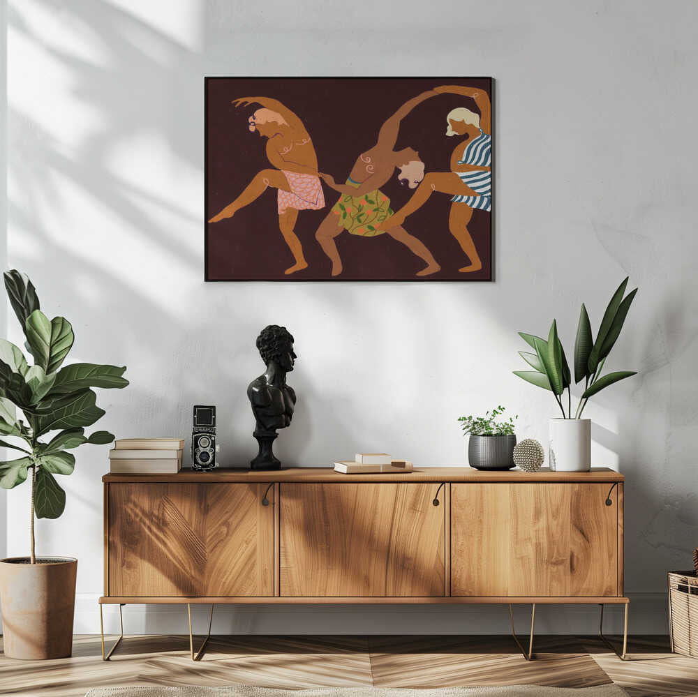 Rhythmic Dancing Figures Art Print UK — Dark Moody Dark Wall Art — Living Room — Wall It All Prints