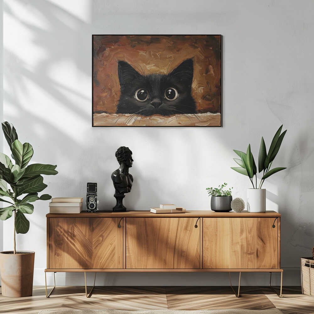 Cute Black Kitten Art Print UK — Abstract Vibrant Wall Art — Bedroom — Wall It All Prints