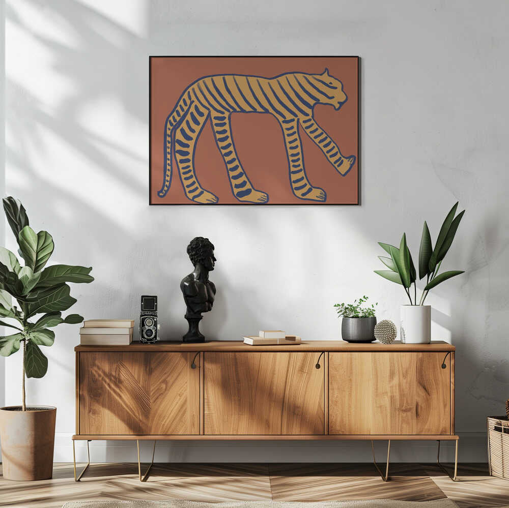 Bold Tiger Stride Art Print UK — Abstract Vibrant Wall Art — Office — Wall It All Prints