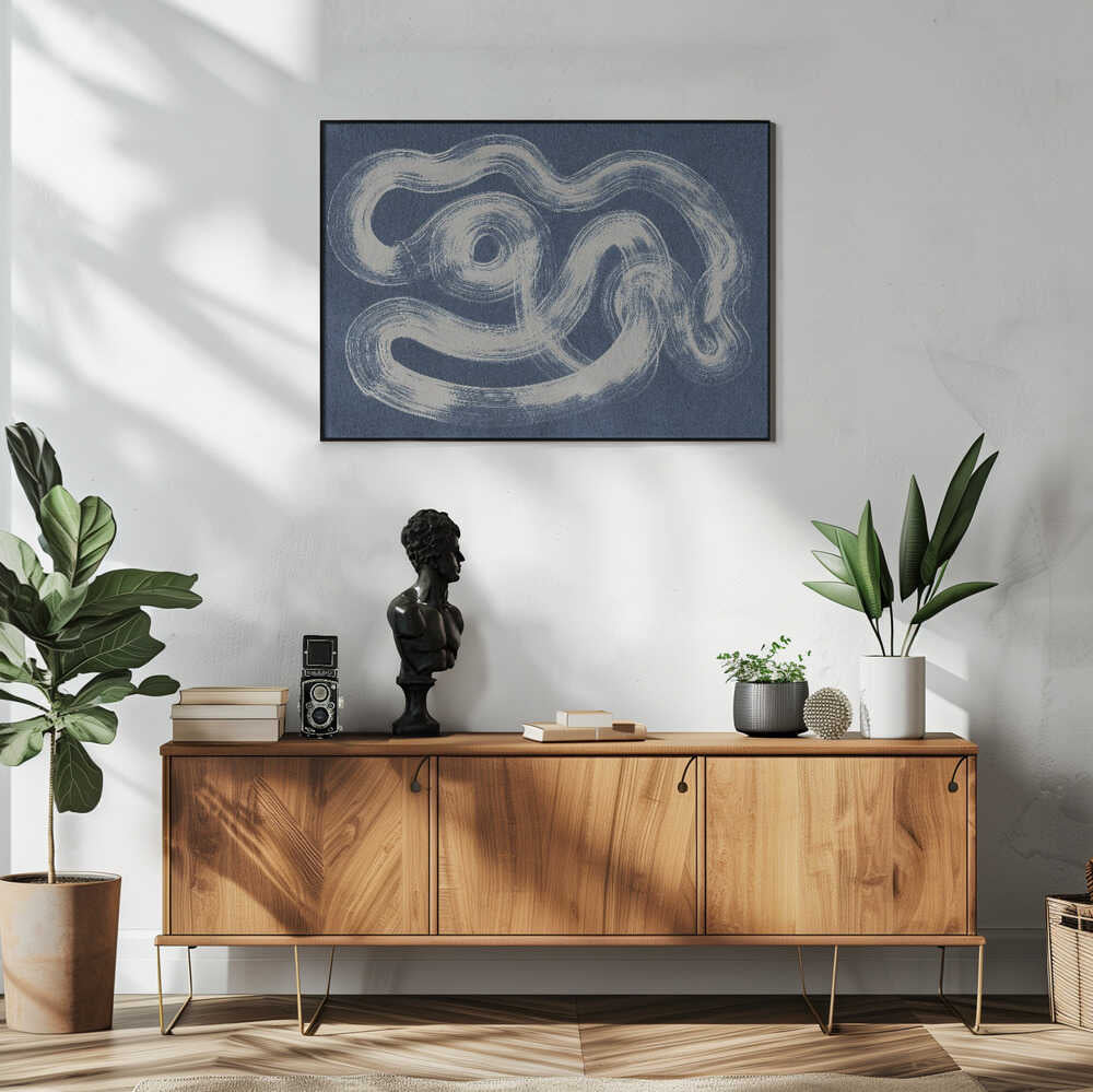 Blue Abstract Flow Art Print UK — Abstract Calm Wall Art — Bedroom — Wall It All Prints