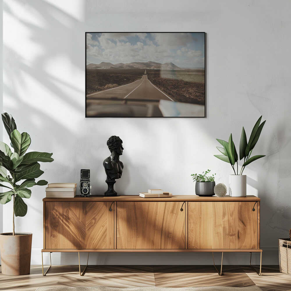 Vast Desert Road Journey Art Print UK — Dark Moody Warm Wall Art — Living Room — Wall It All Prints