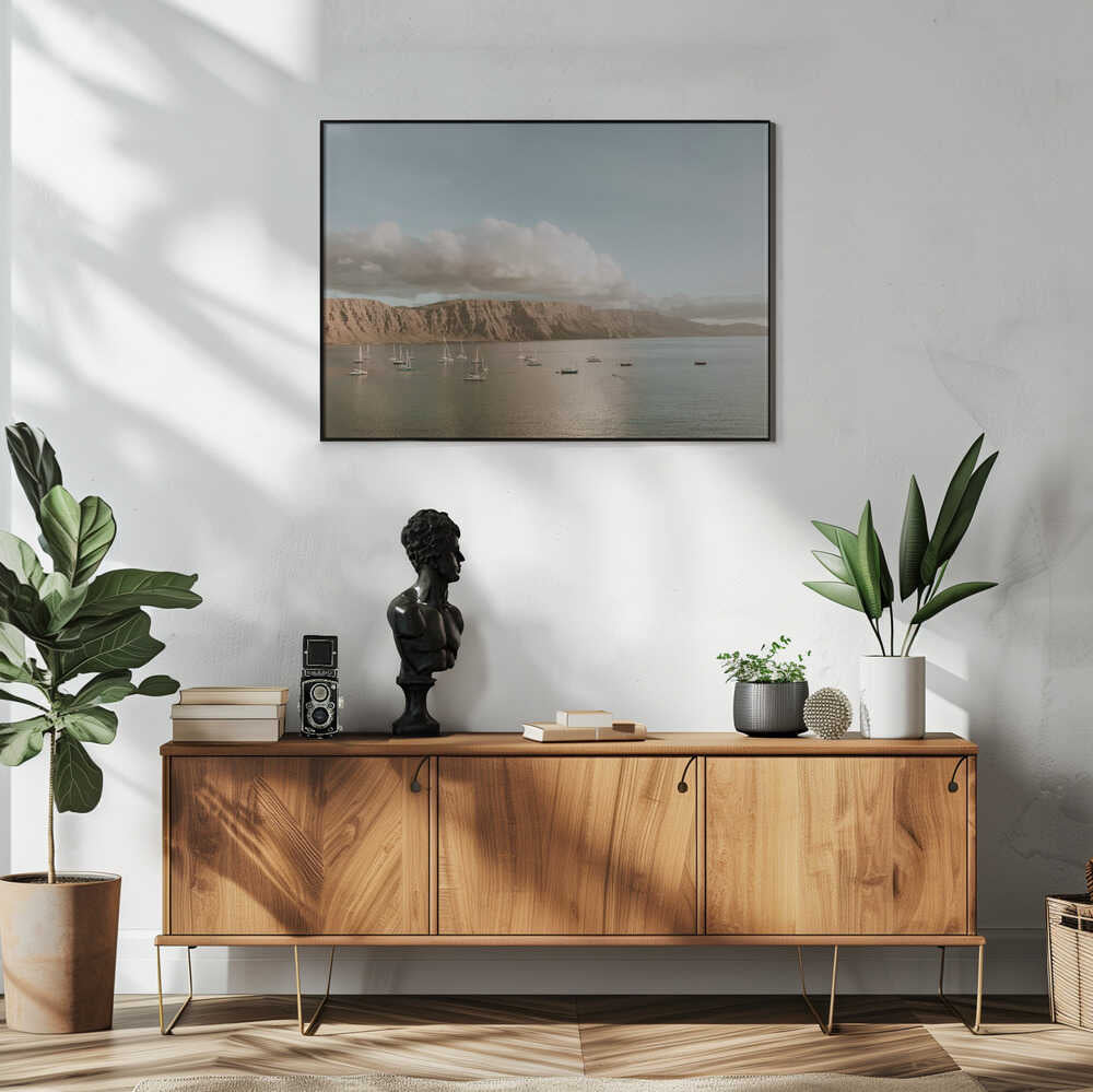 Serene Sailboat Bay Art Print UK — Dark Moody Calm Wall Art — Bedroom — Wall It All Prints