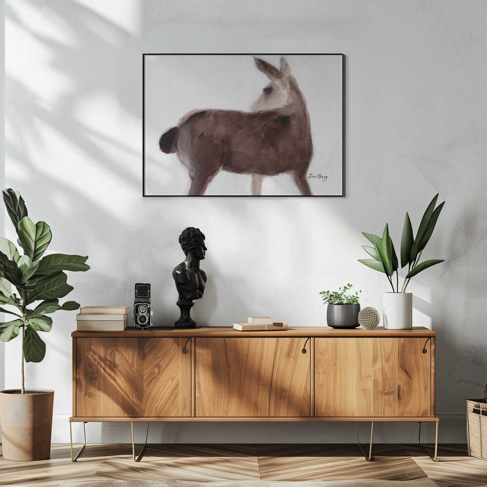 Gentle Watercolor Deer Art Print UK — Abstract Calm Wall Art — Bedroom — Wall It All Prints