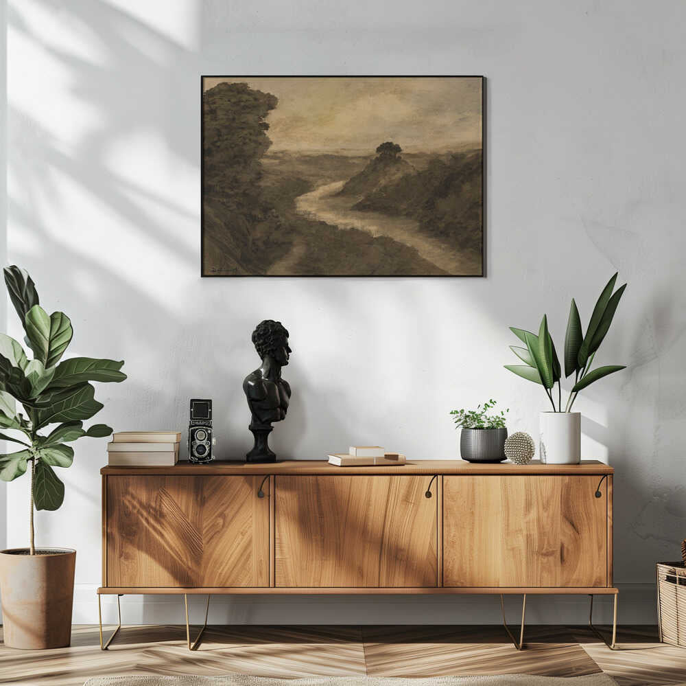 Winding Valley River Art Print UK — Dark Moody Calm Wall Art — Bedroom — Wall It All Prints