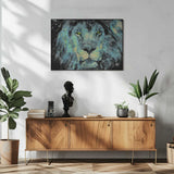 Majestic Blue Lion Art Print UK — Abstract Vibrant Wall Art — Living Room — Wall It All Prints