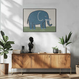 Cute Blue Elephant Art Print UK — Animal Calm Wall Art — Bedroom — Wall It All Prints