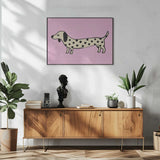 Cute Pink Dachshund Art Print UK — Animal Dark Wall Art — Living Room — Wall It All Prints