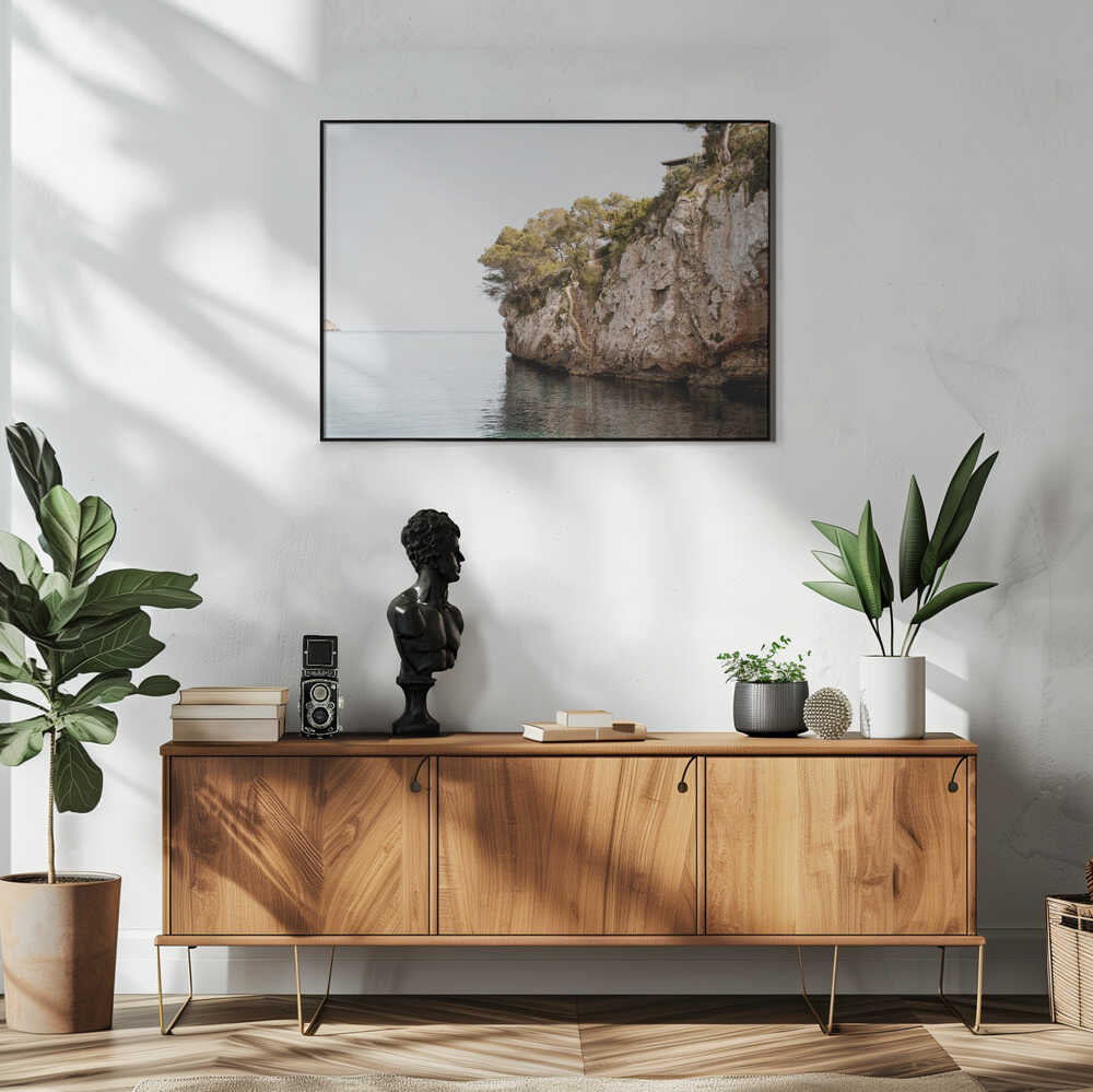 Mediterranean Cliffside Escape Art Print UK — Landscape Calm Wall Art — Bedroom — Wall It All Prints