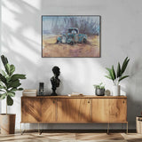 Rusty Blue Pickup Truck Art Print UK — Landscape Vibrant Wall Art — Living Room — Wall It All Prints