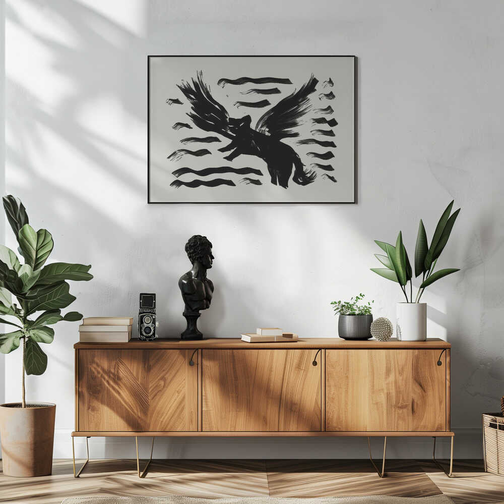 Dynamic Flying Pig Art Print UK — Abstract Vibrant Wall Art — Office — Wall It All Prints