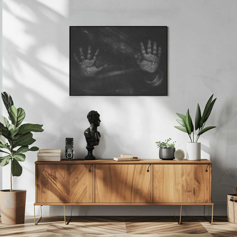 Isolated Wet Hands Art Print UK — Dark Moody Dark Wall Art — Bathroom — Wall It All Prints
