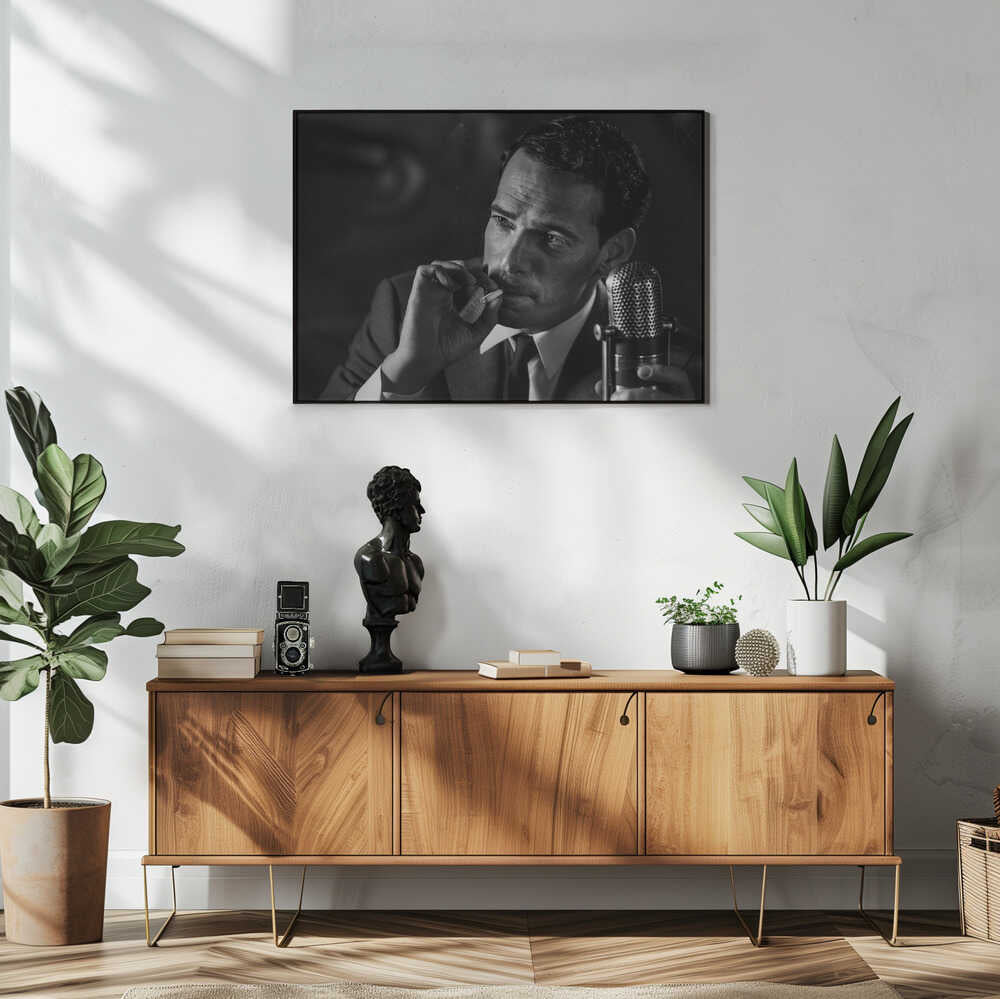 Smoking Radio Host Art Print UK — Dark Moody Dark Wall Art — Living Room — Wall It All Prints