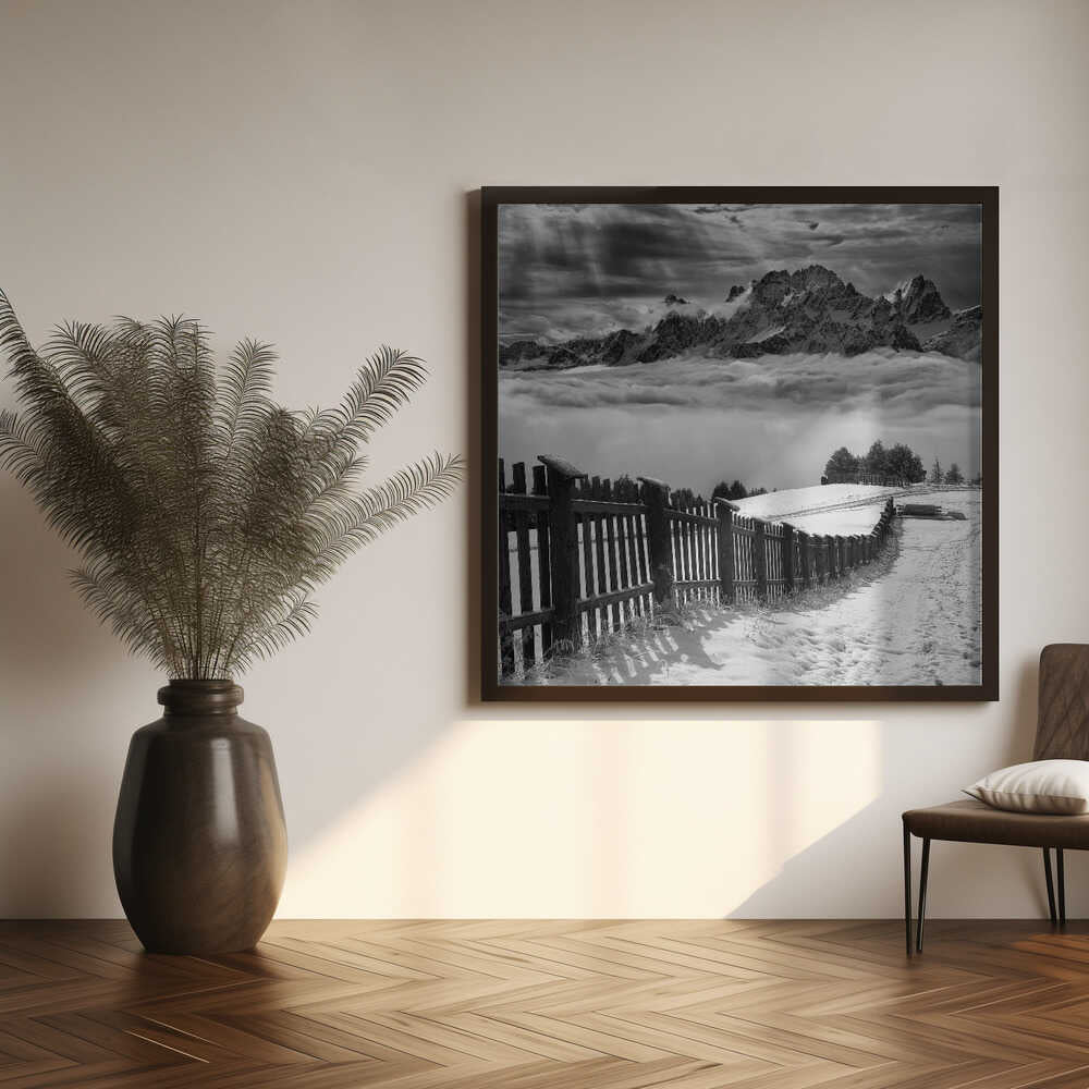 Winter Mountain Path Art Print UK — Dark Moody Calm Wall Art — Living Room — Wall It All Prints