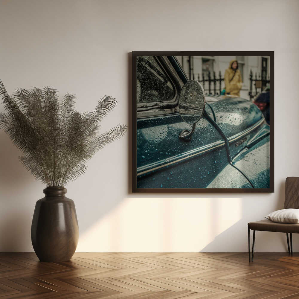 Rainy Day Classic Car Art Print UK — Dark Moody Vibrant Wall Art — Living Room — Wall It All Prints
