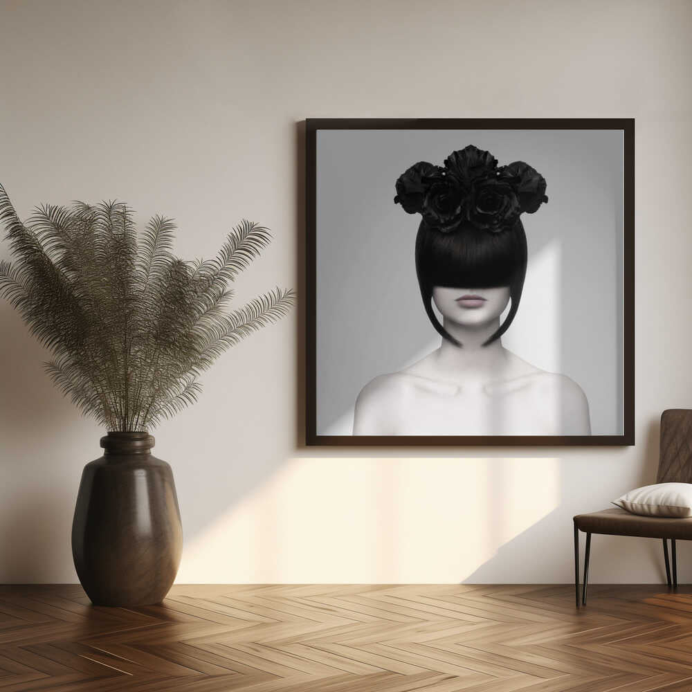 Black Flowers Elegance Art Print UK — Botanical Dark Wall Art — Office — Wall It All Prints