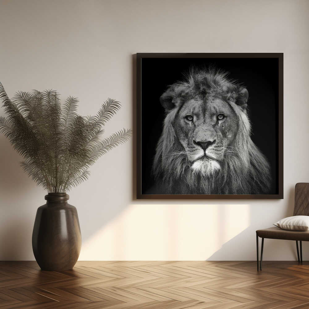 Majestic Lion Portrait Art Print UK — Portrait Dark Wall Art — Living Room — Wall It All Prints