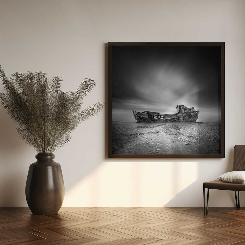 Moody Abandoned Boat Art Print UK — Dark Moody Calm Wall Art — Bedroom — Wall It All Prints