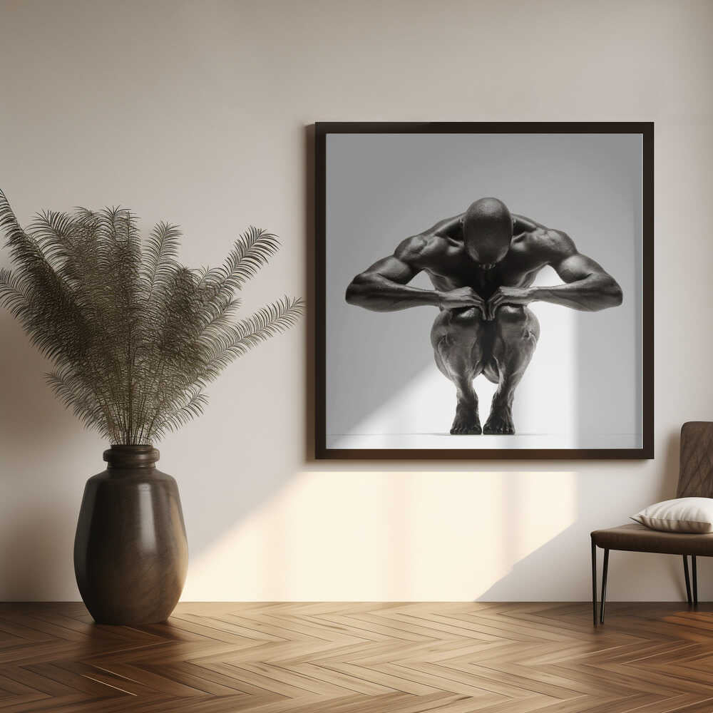Focused Muscular Man Art Print UK — Dark Moody Vibrant Wall Art — Living Room — Wall It All Prints