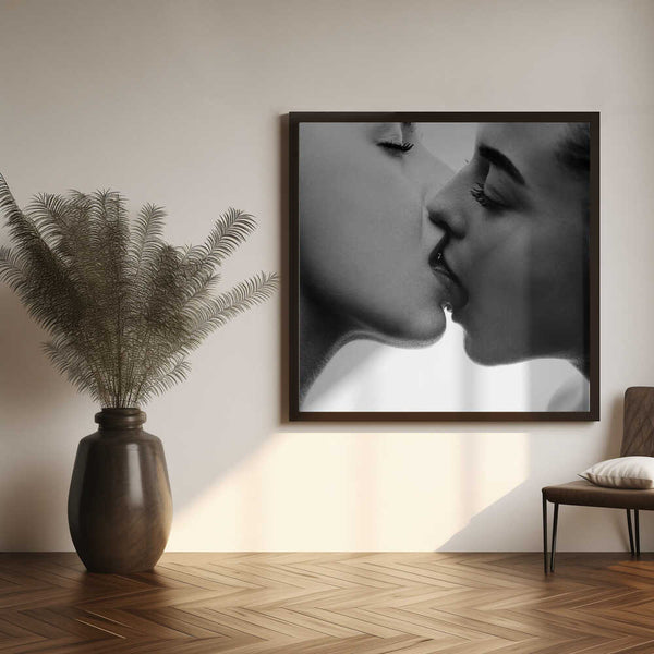 Tender Women's Kiss Art Print UK — Portrait Calm Wall Art — Living Room — Wall It All Prints