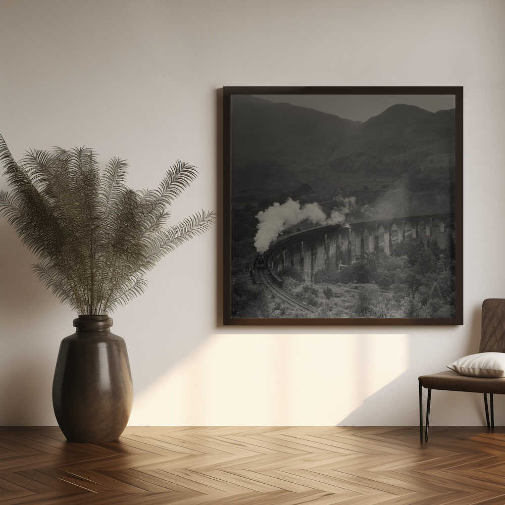 Steam Train Viaduct Art Print UK — Dark Moody Vibrant Wall Art — Living Room — Wall It All Prints