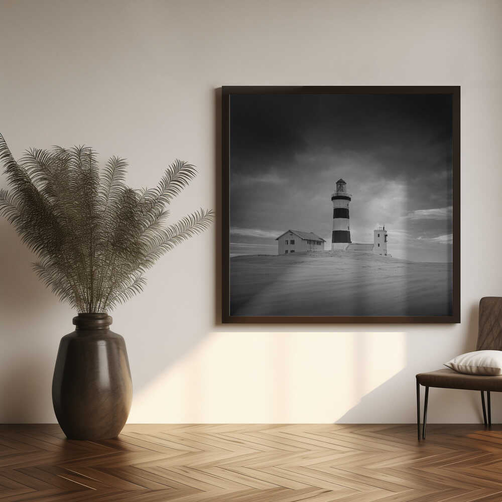 Stormy Coastal Lighthouse Art Print UK — Dark Moody Dark Wall Art — Living Room — Wall It All Prints