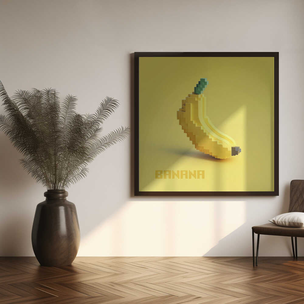Pixelated Yellow Banana Art Print UK — Abstract Vibrant Wall Art — Kitchen — Wall It All Prints