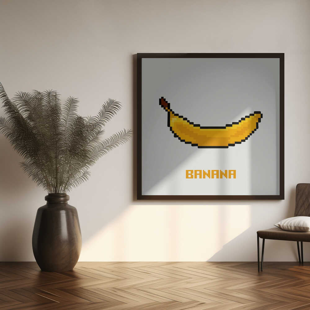 Pixel Art Banana Art Print UK — Vintage Vibrant Wall Art — Kitchen — Wall It All Prints