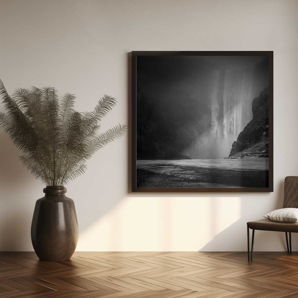 Misty Waterfall Flow Art Print UK — Dark Moody Calm Wall Art — Living Room — Wall It All Prints