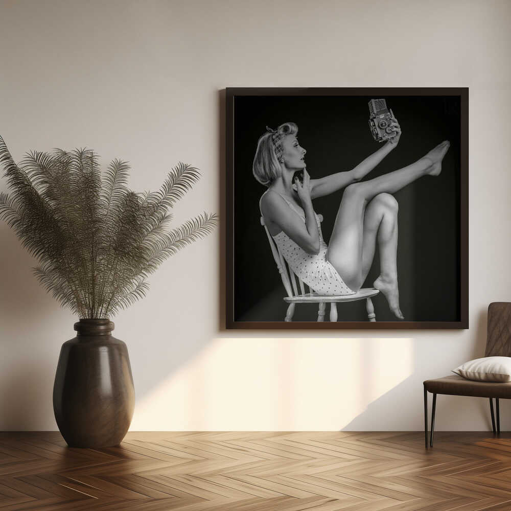 Vintage Glamour Selfie Art Print UK — Portrait Dark Wall Art — Living Room — Wall It All Prints