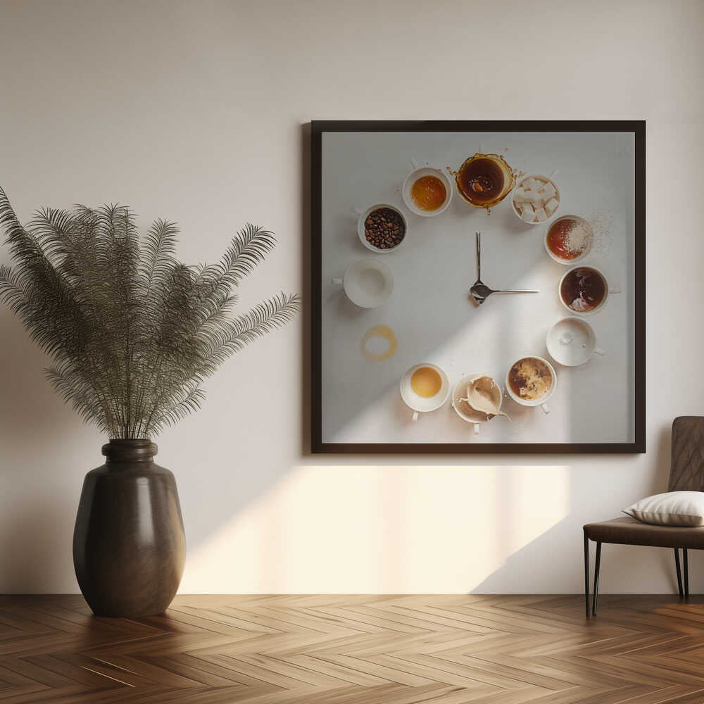 Coffee Clock Time Art Print UK — Abstract Minimal Wall Art — Kitchen — Wall It All Prints
