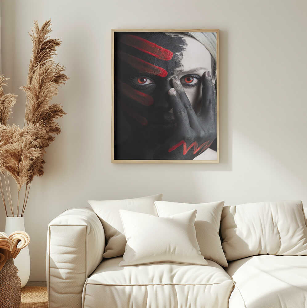 Painted Red Eyes Art Print UK — Dark Moody Dark Wall Art — Living Room — Wall It All Prints
