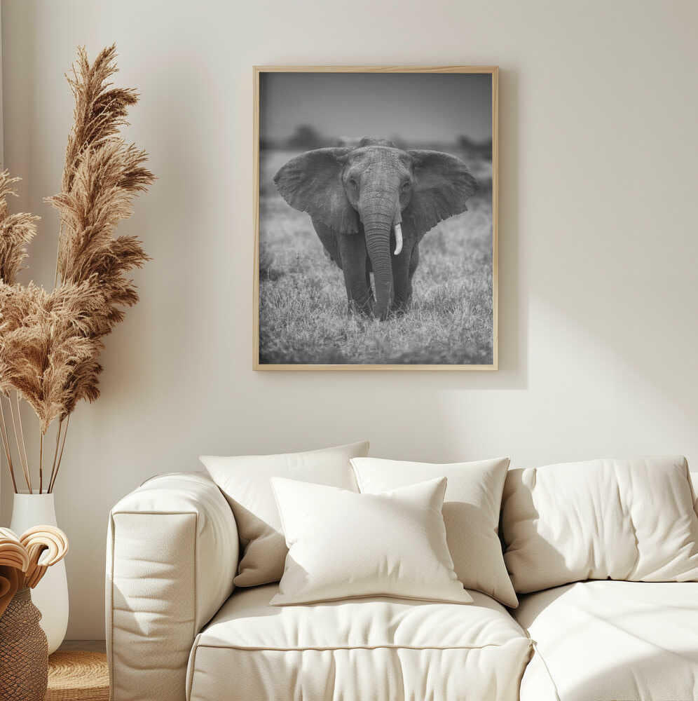 Majestic African Elephant Art Print UK — Portrait Dark Wall Art — Living Room — Wall It All Prints