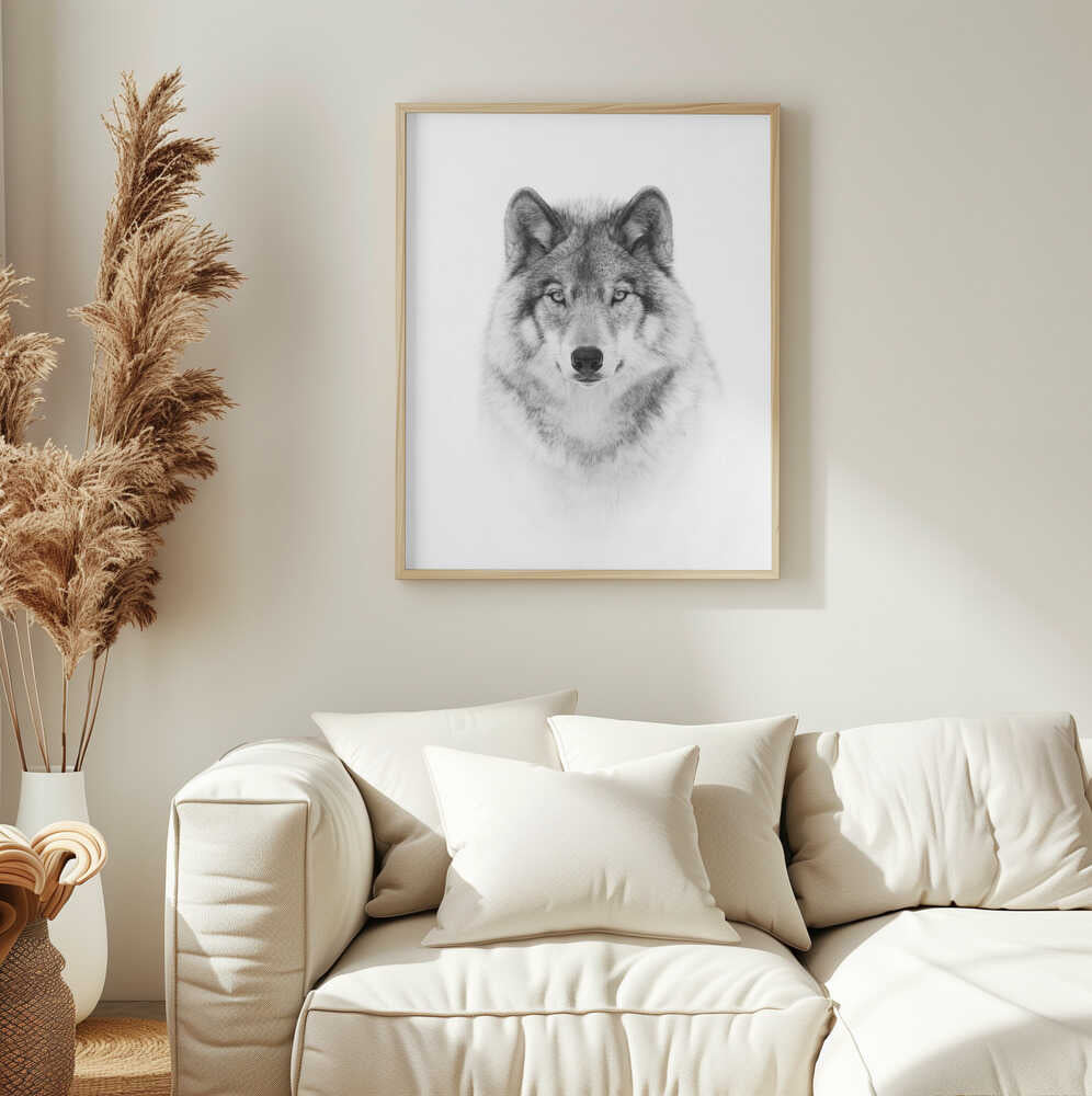 Majestic Wolf Gaze Art Print UK — Portrait Dark Wall Art — Living Room — Wall It All Prints