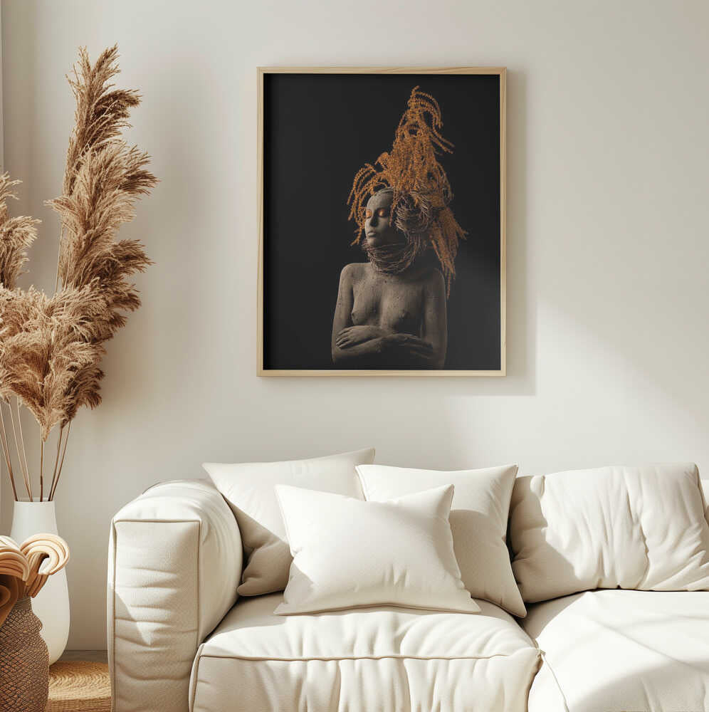 Earthy Goddess Portrait Art Print UK — Botanical Calm Wall Art — Living Room — Wall It All Prints